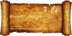 Kopkó Csilla névjegykártya
